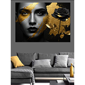 Altın Kadın Dekoratif Kanvas - Mdf Ahşap Tablo