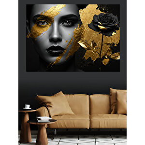 Altın Kadın Dekoratif Kanvas - Mdf Ahşap Tablo