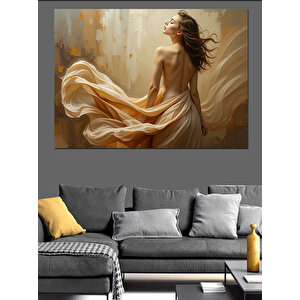 Beyaz Elbiseli Kadın Dekoratif Kanvas - Mdf Ahşap Tablo