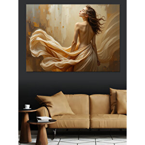 Beyaz Elbiseli Kadın Dekoratif Kanvas - Mdf Ahşap Tablo