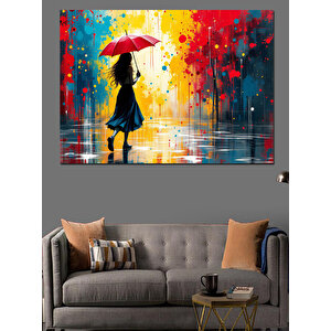Yağmurda Kadın Dekoratif Kanvas - Mdf Ahşap Tablo 50x70 cm