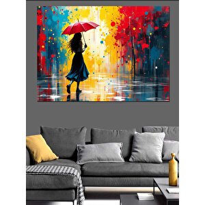 Yağmurda Kadın Dekoratif Kanvas - Mdf Ahşap Tablo 25x35 cm