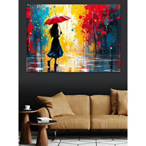 Yağmurda Kadın Dekoratif Kanvas - Mdf Ahşap Tablo