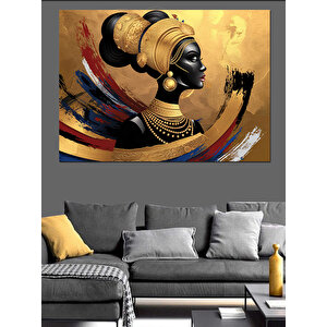 Afrikalı Kadın Profil Dekoratif Kanvas - Mdf Ahşap Tablo 70x100 cm