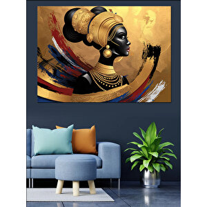 Afrikalı Kadın Profil Dekoratif Kanvas - Mdf Ahşap Tablo 70x100 cm