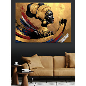 Afrikalı Kadın Profil Dekoratif Kanvas - Mdf Ahşap Tablo 50x70 cm