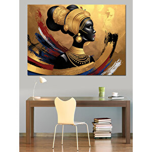 Afrikalı Kadın Profil Dekoratif Kanvas - Mdf Ahşap Tablo
