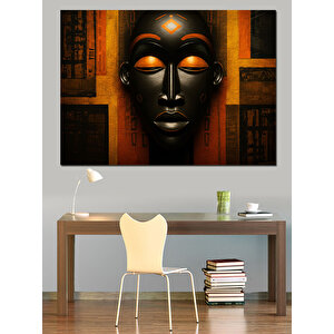 Altın Maske Soyut Sanat Dekoratif Kanvas - Mdf Ahşap Tablo 50x70 cm