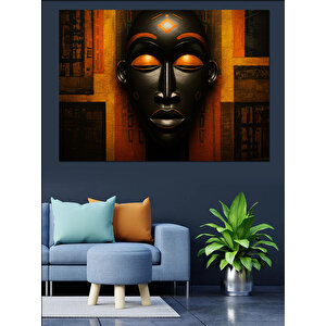 Altın Maske Soyut Sanat Dekoratif Kanvas - Mdf Ahşap Tablo