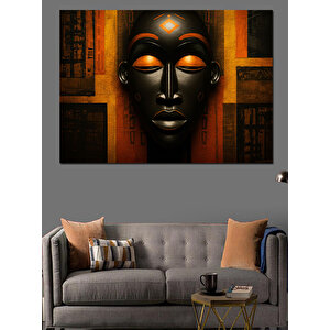 Altın Maske Soyut Sanat Dekoratif Kanvas - Mdf Ahşap Tablo