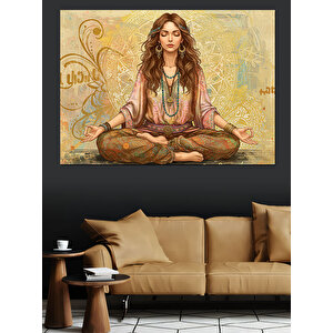 Meditasyon Yapan Kadın Dekoratif Kanvas - Mdf Ahşap Tablo