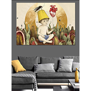 Çocuk Ve Maskeler Dekoratif Kanvas - Mdf Ahşap Tablo 25x35 cm