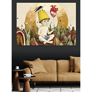 Çocuk Ve Maskeler Dekoratif Kanvas - Mdf Ahşap Tablo