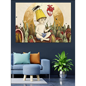 Çocuk Ve Maskeler Dekoratif Kanvas - Mdf Ahşap Tablo