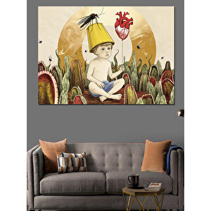 Çocuk Ve Maskeler Dekoratif Kanvas - Mdf Ahşap Tablo 70x100 cm