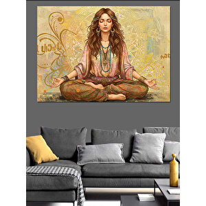 Meditasyon Yapan Kadın Dekoratif Kanvas - Mdf Ahşap Tablo