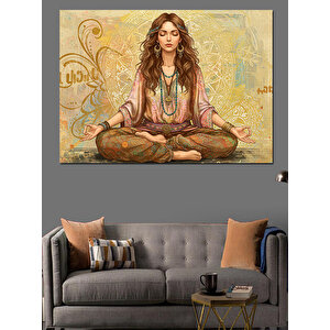 Meditasyon Yapan Kadın Dekoratif Kanvas - Mdf Ahşap Tablo 25x35 cm