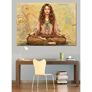 Meditasyon Yapan Kadın Dekoratif Kanvas - Mdf Ahşap Tablo 25x35 cm