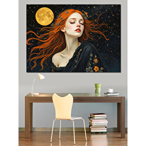 Kırmızı Kadın Dekoratif Kanvas - Mdf Ahşap Tablo 100x140 cm