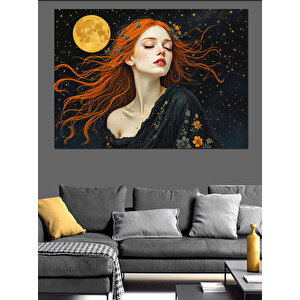 Kırmızı Kadın Dekoratif Kanvas - Mdf Ahşap Tablo 100x140 cm