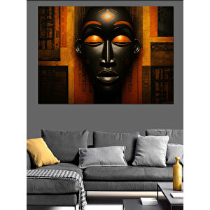 Altın Maske Soyut Sanat Dekoratif Kanvas - Mdf Ahşap Tablo 25x35 cm