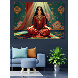 Meditasyon Yapan Kadın Dekoratif Kanvas - Mdf Ahşap Tablo 100x140 cm