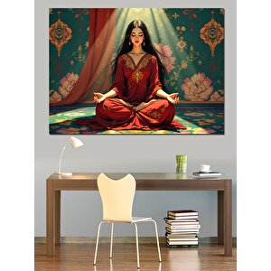 Meditasyon Yapan Kadın Dekoratif Kanvas - Mdf Ahşap Tablo