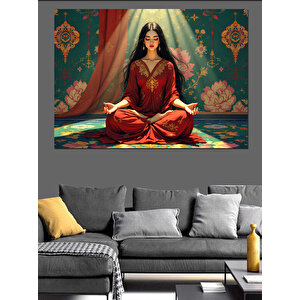 Meditasyon Yapan Kadın Dekoratif Kanvas - Mdf Ahşap Tablo