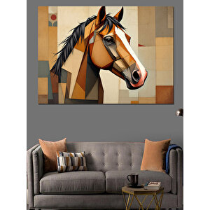 Soyut At İllüstrasyonu Dekoratif Kanvas - Mdf Ahşap Tablo 100x140 cm