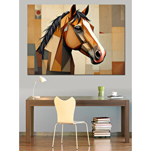 Soyut At İllüstrasyonu Dekoratif Kanvas - Mdf Ahşap Tablo 100x140 cm