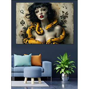 Karanlık Kadın Portresi Dekoratif Kanvas - Mdf Ahşap Tablo 100x140 cm