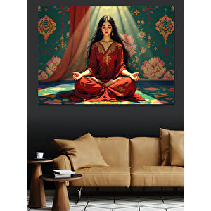 Meditasyon Yapan Kadın Dekoratif Kanvas - Mdf Ahşap Tablo 50x70 cm