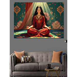 Meditasyon Yapan Kadın Dekoratif Kanvas - Mdf Ahşap Tablo 50x70 cm