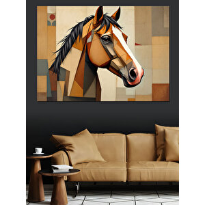 Soyut At İllüstrasyonu Dekoratif Kanvas - Mdf Ahşap Tablo