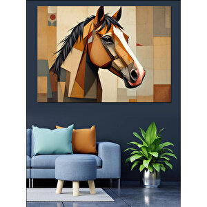 Soyut At İllüstrasyonu Dekoratif Kanvas - Mdf Ahşap Tablo