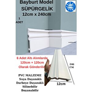 12cmx240cm 1 Adet Bayburt Pvc Süpürgelik Suya Neme Dayanıklı Parke Seramik Salon Mutfak Süpürgeliği