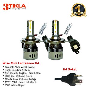 Dacia Lodgy 2013-2022 Wise Beyaz H4 Mini Led Xenon Şimşek Etkili 12000 Lümen