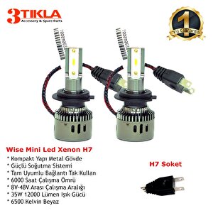 Mercedes Sl Serisi R230 Uzun Far Wise Beyaz H7 Mini Led Xenon Şimşek Etkili 12000 Lümen