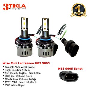 Wise Beyaz Hb3 9005 Mini Led Xenon Şimşek Etkili 12000 Lümen