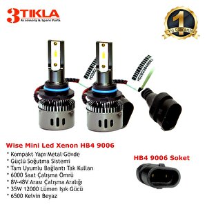 Wise Beyaz Hb4 9006 Mini Led Xenon Şimşek Etkili 12000 Lümen
