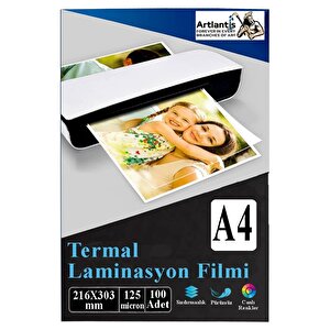 Laminasyon Filmi Parlak A4 100 Lü 1 Paket 125 Mikron Laminasyon Kaplama Pvc Kaplama Poşeti 100 Adet