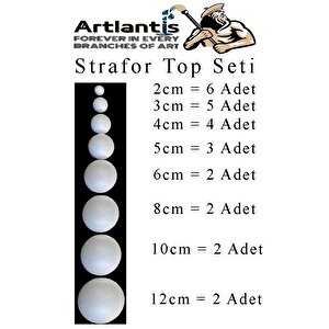 Strofor Köpük Top 2cm 3cm 4cm 5cm 6cm 8cm 10cm 12cm 26 Adet Yuvarlak Strafor Top Küre Okul Deney Köpük Toplar