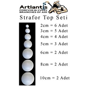 Strofor Köpük Top 2cm 3cm 4cm 5cm 6cm 8cm 10cm 24 Adet Yuvarlak Strafor Top Küre Okul Deney Köpük Toplar