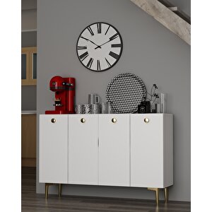Bettydd (km120) Konsol,kahve Köşesi̇,ayakkabilik,ofi̇s Evrak Dolabi,mutfak Ki̇ler Dolabi beyaz-altın Beyaz-Altın