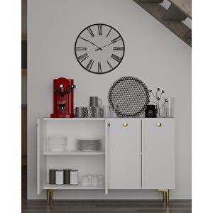 Bettydd (km120) Konsol,kahve Köşesi̇,ayakkabilik,ofi̇s Evrak Dolabi,mutfak Ki̇ler Dolabi beyaz-altın