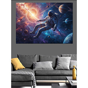 Uzayda Süzülen Astronot Dekoratif Kanvas - Mdf Ahşap Tablo 70x100 cm