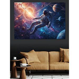 Uzayda Süzülen Astronot Dekoratif Kanvas - Mdf Ahşap Tablo 70x100 cm