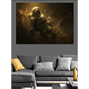 Uzayda Süzülen Astronot Figürü Dekoratif Kanvas - Mdf Ahşap Tablo 70x100 cm