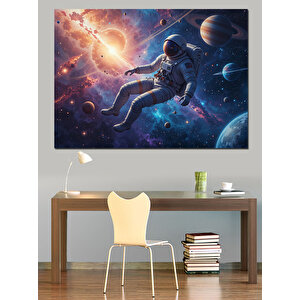 Uzayda Süzülen Astronot Dekoratif Kanvas - Mdf Ahşap Tablo 25x35 cm