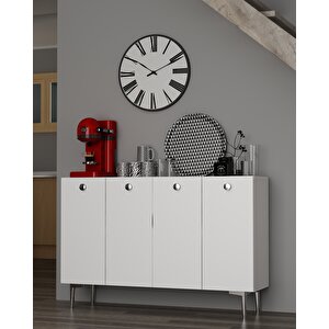 Bettydd (km120) Konsol,kahve Köşesi̇,ayakkabilik,ofi̇s Evrak Dolabi,mutfak Ki̇ler Dolabi beyaz-gümüş Beyaz Silver